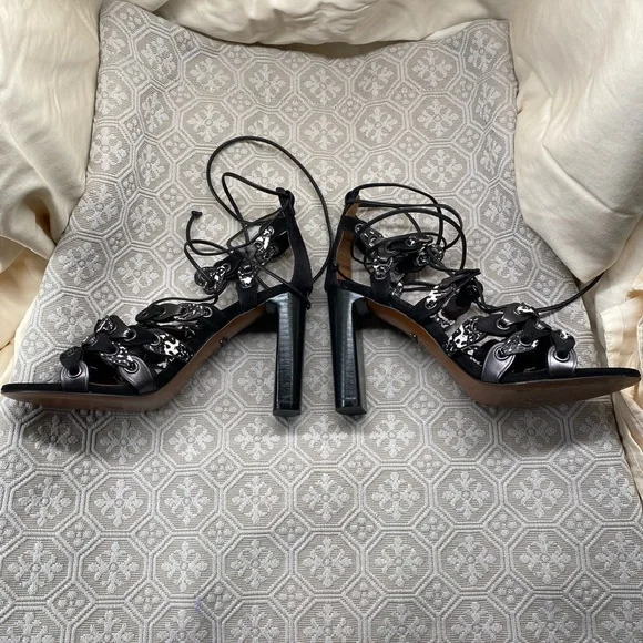 Coach Black Lace Up Heel Sandal size 6.5 - Picture 3 of 7